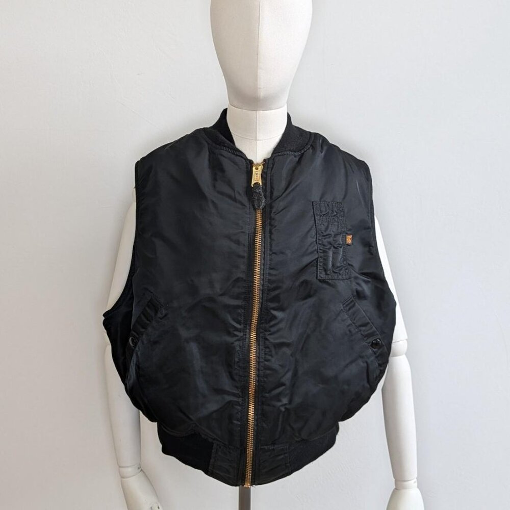Black MA1 Flight Rothko Style padded quilted utility Pilot Vest